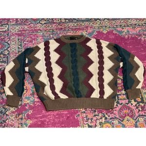 90s Structure Cable Knit Sweater Sz L